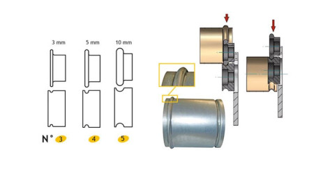 Bordeuse n°5 manuelle - acier 1,2 mm avec 6 jeux de molettes (3,4,5,22/22,24,26) - Molettes 3-4-5