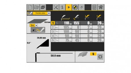 Commande numérique à écran tactile (incluant la butée arr électrique et cycle au - Vue CN2