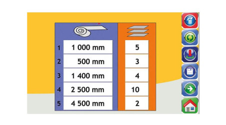 Ligne de coupe 1,25mx0.8mm,contrôle numérique longueurs/quantités,coupe élec. - Vue Programmation