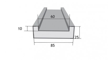Table adaptable pour vé, hauteur 25 mm, largeur 85/60, longueur 4100 mm