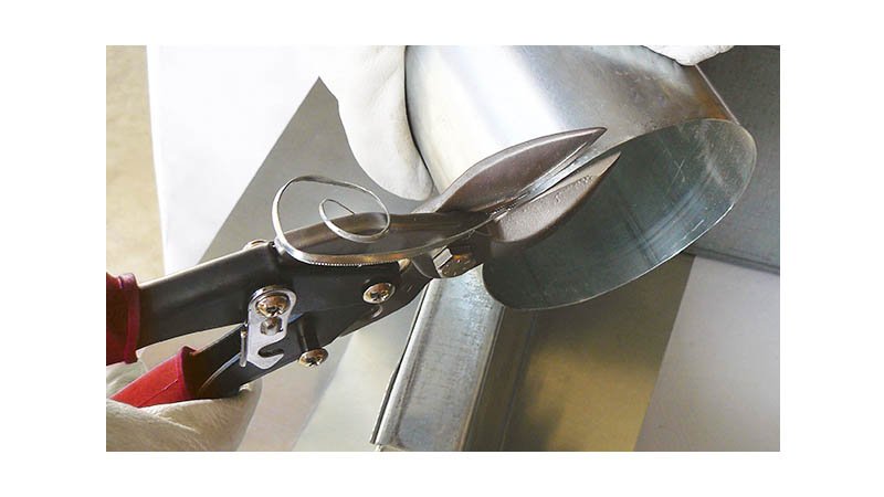Cisaille bichantourneuse démultipliée pour inox, coupe à gauche, 250 mm - action