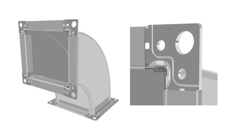Machine pour insertion et sertissage des équerres TDC, simple tête - schema equerre sur piece forme